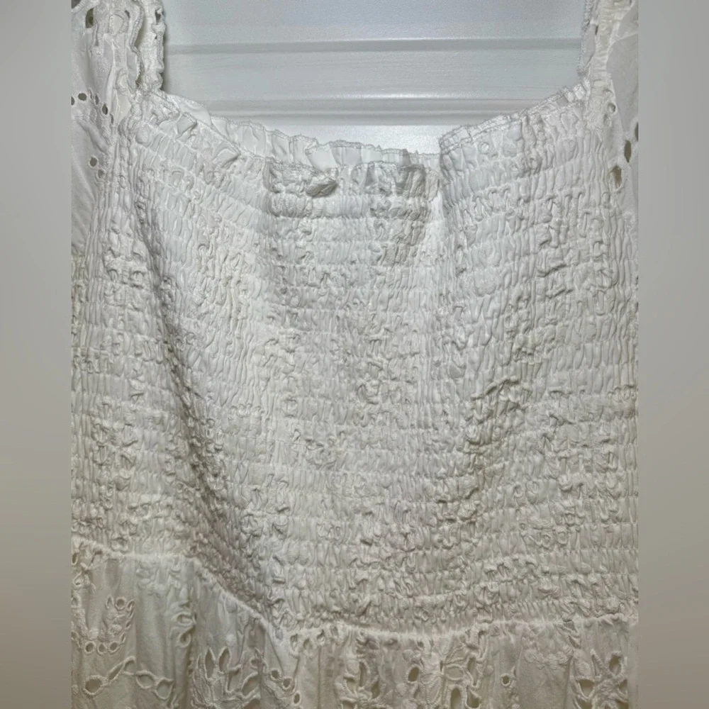 Baltic Born White Ella Eyelet Smocked Midi Dress - Picture 6 of 12